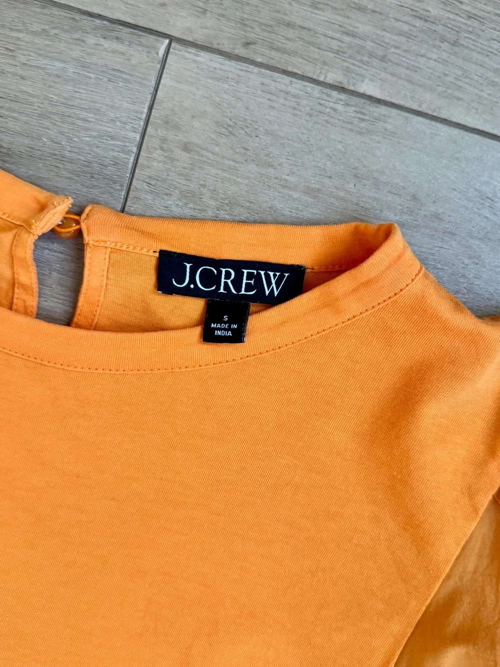 J. Crew Bright Orange Puff-Sleeve Eyelet Tee